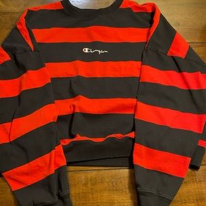Champion women’s x-small red and black stripped sweatshirt
